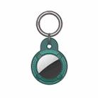 Round Shape Carbon Fiber Anti-fall Case with Keychain Ring for AirTag(Green) - 1