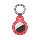 Round Shape Carbon Fiber Anti-fall Case with Keychain Ring for AirTag(Red) - 1