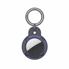 Round Shape Carbon Fiber Anti-fall Case with Keychain Ring for AirTag(Blue) - 1