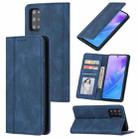 For Samsung Galaxy S21 Ultra 5G Skin Feel Pressure Line Magnetic Horizontal Flip Leather Case with Holder & Card Slot & Wallet & Photo Frame(Blue) - 1