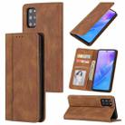 For Samsung Galaxy S20 Skin Feel Pressure Line Magnetic Horizontal Flip Leather Case with Holder & Card Slot & Wallet & Photo Frame(Brown) - 1