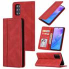 For Samsung Galaxy S20 FE Skin Feel Pressure Line Magnetic Horizontal Flip Leather Case with Holder & Card Slot & Wallet & Photo Frame(Red) - 1