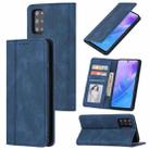 For Samsung Galaxy A41 Skin Feel Pressure Line Magnetic Horizontal Flip Leather Case with Holder & Card Slot & Wallet & Photo Frame(Blue) - 1