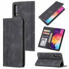 For Samsung Galaxy A70 / A70s Skin Feel Pressure Line Magnetic Horizontal Flip Leather Case with Holder & Card Slot & Wallet & Photo Frame(Black) - 1