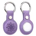 Floral Embossing Leather Protective Case with Key Ring for AirTag(Purple) - 1