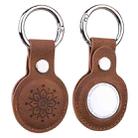 Floral Embossing Leather Protective Case with Key Ring for AirTag(Brown) - 1