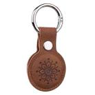 Floral Embossing Leather Protective Case with Key Ring for AirTag(Brown) - 3