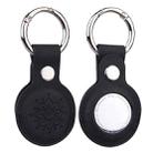 Floral Embossing Leather Protective Case with Key Ring for AirTag(Black) - 1
