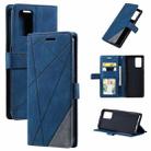 For OPPO A74 4G / F19 Skin Feel Splicing Horizontal Flip Leather Case with Holder & Card Slots & Wallet & Photo Frame(Blue) - 1