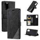 For OPPO A74 4G / F19 Skin Feel Splicing Horizontal Flip Leather Case with Holder & Card Slots & Wallet & Photo Frame(Black) - 1