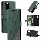 For OPPO A74 4G / F19 Skin Feel Splicing Horizontal Flip Leather Case with Holder & Card Slots & Wallet & Photo Frame(Green) - 1