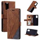 For OPPO A74 4G / F19 Skin Feel Splicing Horizontal Flip Leather Case with Holder & Card Slots & Wallet & Photo Frame(Brown) - 1