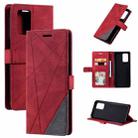 For OPPO Realme V13 5G Skin Feel Splicing Horizontal Flip Leather Case with Holder & Card Slots & Wallet & Photo Frame(Red) - 1