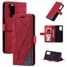 For OPPO Reno5 5G Skin Feel Splicing Horizontal Flip Leather Case with Holder & Card Slots & Wallet & Photo Frame(Red) - 1