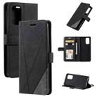 For OPPO Reno5 5G Skin Feel Splicing Horizontal Flip Leather Case with Holder & Card Slots & Wallet & Photo Frame(Black) - 1