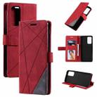 For OPPO Reno5 Pro 5G Skin Feel Splicing Horizontal Flip Leather Case with Holder & Card Slots & Wallet & Photo Frame(Red) - 1