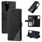 For OPPO Reno5 Pro 5G Skin Feel Splicing Horizontal Flip Leather Case with Holder & Card Slots & Wallet & Photo Frame(Black) - 1