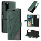 For OPPO Reno5 Pro 5G Skin Feel Splicing Horizontal Flip Leather Case with Holder & Card Slots & Wallet & Photo Frame(Green) - 1