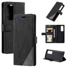 For OPPO Reno5 Pro+ 5G Skin Feel Splicing Horizontal Flip Leather Case with Holder & Card Slots & Wallet & Photo Frame(Black) - 1