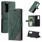 For OPPO Reno5 Pro+ 5G Skin Feel Splicing Horizontal Flip Leather Case with Holder & Card Slots & Wallet & Photo Frame(Green) - 1