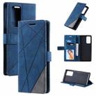 For OPPO Reno6 Pro+ 5G Skin Feel Splicing Horizontal Flip Leather Case with Holder & Card Slots & Wallet & Photo Frame(Blue) - 1