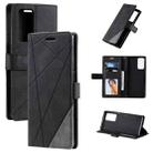 For OPPO Reno6 Pro+ 5G Skin Feel Splicing Horizontal Flip Leather Case with Holder & Card Slots & Wallet & Photo Frame(Black) - 1