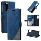 For OPPO Reno6 Pro 5G Skin Feel Splicing Horizontal Flip Leather Case with Holder & Card Slots & Wallet & Photo Frame(Blue) - 1