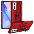 For OnePlus 9 Shockproof TPU + PC Protective Case with 360 Degree Rotating Holder(Red) - 1