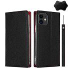 For iPhone 12 mini Litchi Genuine Leather Phone Case (Black) - 1