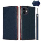 For iPhone 12 mini Litchi Genuine Leather Phone Case (Dark Blue) - 1