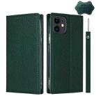 For iPhone 12 mini Litchi Genuine Leather Phone Case (Green) - 1