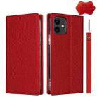 For iPhone 12 mini Litchi Genuine Leather Phone Case (Red) - 1