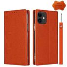 For iPhone 12 mini Litchi Genuine Leather Phone Case (Orange) - 1