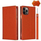 For iPhone 12 / 12 Pro Litchi Genuine Leather Phone Case(Orange) - 1