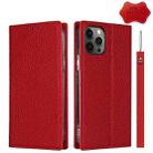 For iPhone 12 Pro Max Litchi Genuine Leather Phone Case(Red) - 1