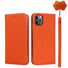 For iPhone 11 Pro Max Litchi Genuine Leather Phone Case (Orange) - 1