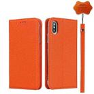 Litchi Genuine Leather Phone Case For iPhone X / XS(Orange) - 1