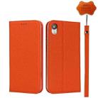 For iPhone XR Litchi Genuine Leather Phone Case(Orange) - 1