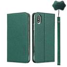 For iPhone XS Max Litchi Genuine Leather Phone Case(Green) - 1