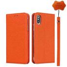 For iPhone XS Max Litchi Genuine Leather Phone Case(Orange) - 1