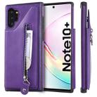 For Galaxy Note 10 Plus Solid Color Double Buckle Zipper Shockproof Protective Case(Purple) - 1