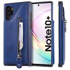 For Galaxy Note 10 Plus Solid Color Double Buckle Zipper Shockproof Protective Case(Blue) - 1