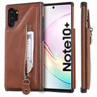 For Galaxy Note 10 Plus Solid Color Double Buckle Zipper Shockproof Protective Case(Brown) - 1