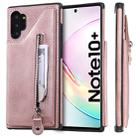 For Galaxy Note 10 Plus Solid Color Double Buckle Zipper Shockproof Protective Case(Rose Gold) - 1
