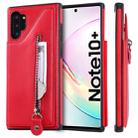 For Galaxy Note 10 Plus Solid Color Double Buckle Zipper Shockproof Protective Case(Red) - 1