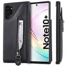 For Galaxy Note 10 Plus Solid Color Double Buckle Zipper Shockproof Protective Case(Black) - 1