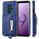 For Galaxy S9 Plus Solid Color Double Buckle Zipper Shockproof Protective Case(Blue) - 1