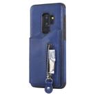 For Galaxy S9 Plus Solid Color Double Buckle Zipper Shockproof Protective Case(Blue) - 2