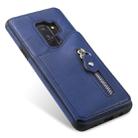 For Galaxy S9 Plus Solid Color Double Buckle Zipper Shockproof Protective Case(Blue) - 5