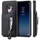 For Galaxy S9 Solid Color Double Buckle Zipper Shockproof Protective Case(Black) - 1